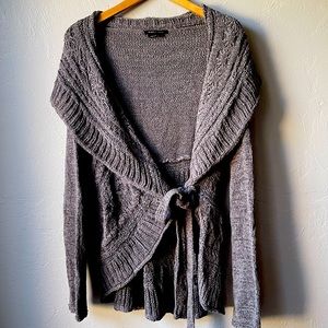 BCBGMaxazria Grey Crocheted Cardigan Wrap